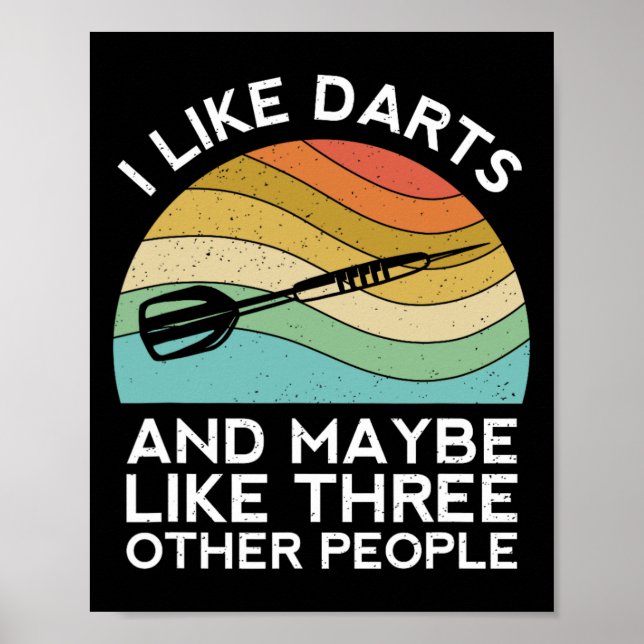 I Like Darts Cricket Dart 501 Beer Retro Funny Thr Poster (Front)
