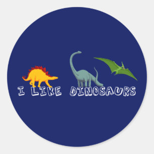 I Like Dinosaurs Blue Classic Round Sticker