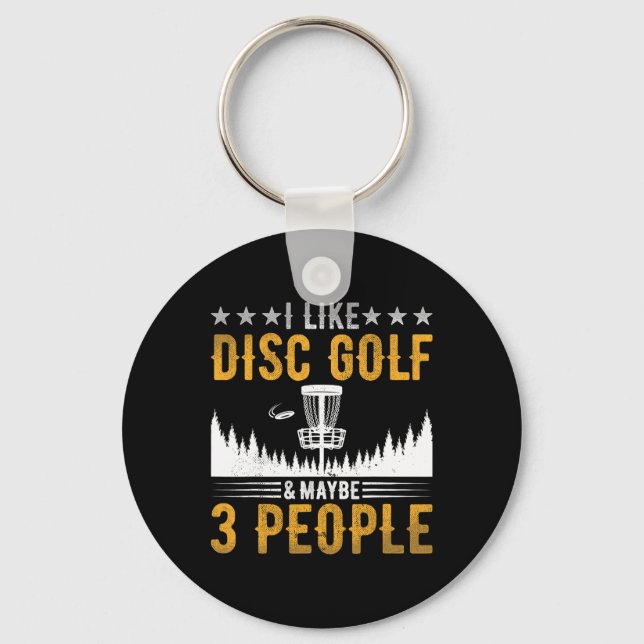 I Like Disc Golf - Disc Golf Sket Design Disc Golf Key Ring (Front)