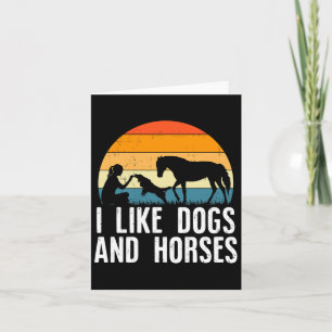 I Like Dogs And Horses Riding Daughter Retro Vinta Card
