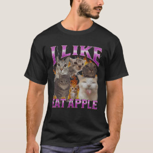 I Like Eat Apple Funny Cat Meme Bootleg Graphic  f T-Shirt