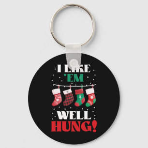 I Like em Well-hung Funny Christmas Xmas Socks Key Ring