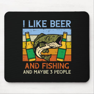 I Like Fishing And 3 People Retro Fisherman Angler Mouse Pad