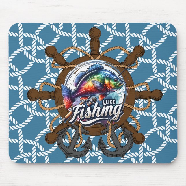 I Like Fishing With Nautical Ropes Mousepad (Front)
