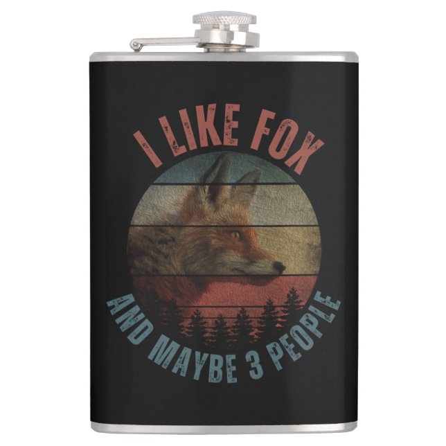 I LIKE FOX AND MAYBE 3 PEOPLE HIP FLASK (Front)