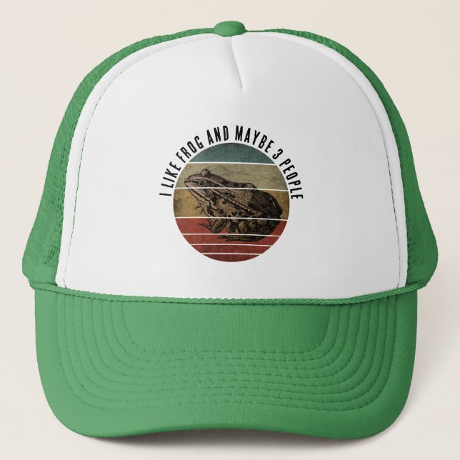 I LIKE FROG AND MAYBE 3 PEOPLE TRUCKER HAT (Front)