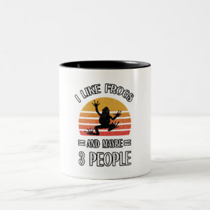I Like Frogs And Maybe 3 People Best frog gift Two-Tone Coffee Mug