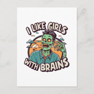 I Like Girls with Brains Postcard
