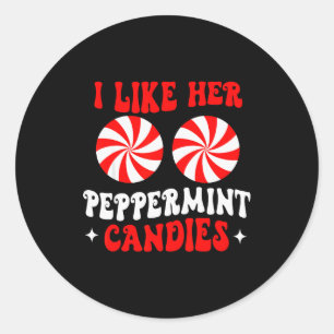 I Like Her Peppermint Candies Couples Matching Chr Classic Round Sticker