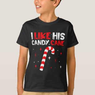 I Like His Candy Cane Couple Matching Christmas  T-Shirt