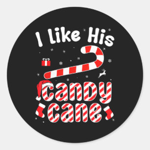 I Like His Candy Cane Funny Couples Matching Chris Classic Round Sticker