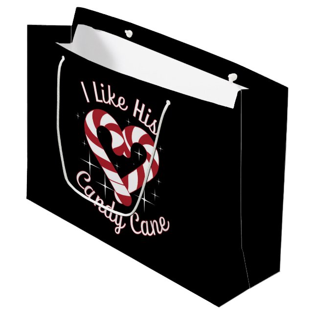 I Like His Candy Cane Funny Couples Matching   Large Gift Bag (Front Angled)