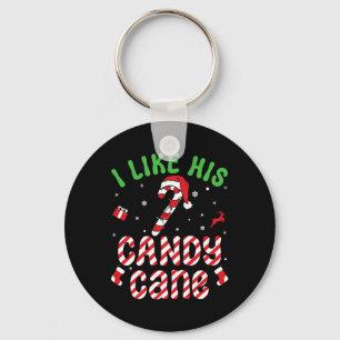 I Like His Candy Cane Santa Couple Christmas Match Key Ring