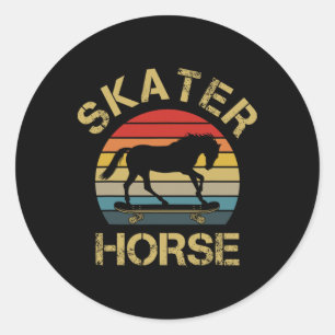I Like Horse Skateboard Skater Horse Skating Horse Classic Round Sticker