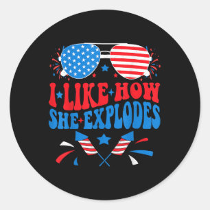 I Like How He Bangs Fireworks Funny Clothes Tee  Classic Round Sticker
