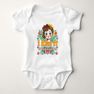 I Like It – Cute Retro Girl Floral Graphic Baby Bodysuit