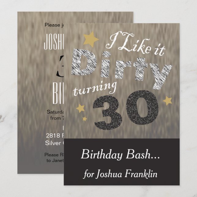 I like it Dirty Turning 30 - 30th Birthday Invitation (Front/Back)