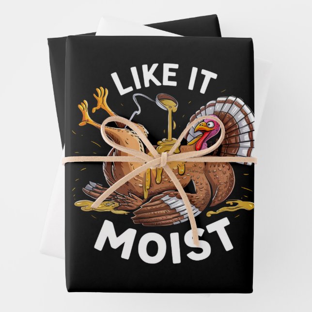 I Like It Moist Thanksgiving Turkey Gravy Wrapping Paper Sheet (In situ)