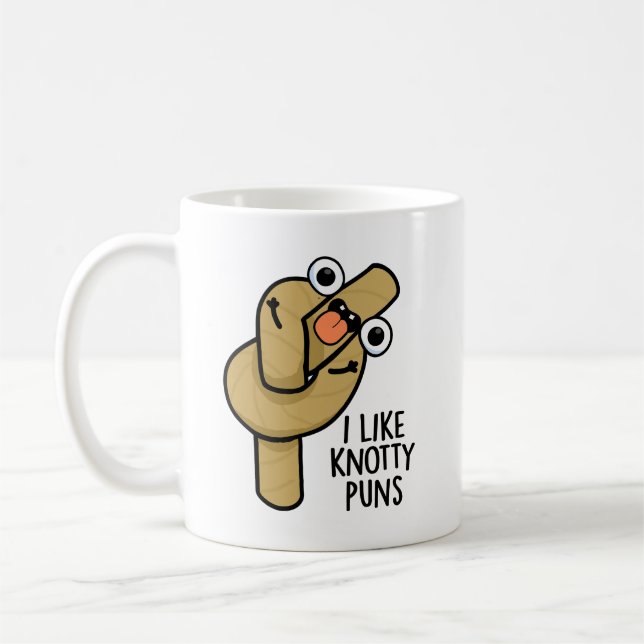 I Like Knotty Puns Funny Rope Pun  Coffee Mug (Left)