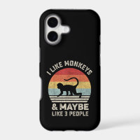 I Like Monkeys & Maybe 3 People Funny Retro Vintag