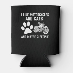 I Like Motorcycles And Cats Funny Art Gift Can Cooler