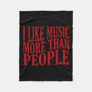 I Like Music More Than People Art Simple Music Moo Fleece Blanket