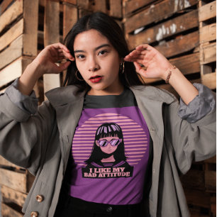I LIKE MY BAD ATTITUDE LADIES GOTHIC T-SHIRTS