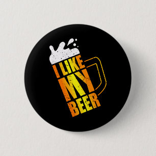 I Like My Beer. Beer Mug Funny Easy Costume Long S 6 Cm Round Badge