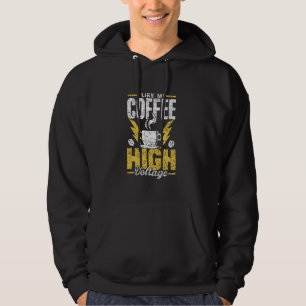 I Like My Coffee High Voltage Linework Lineman Lin Hoodie