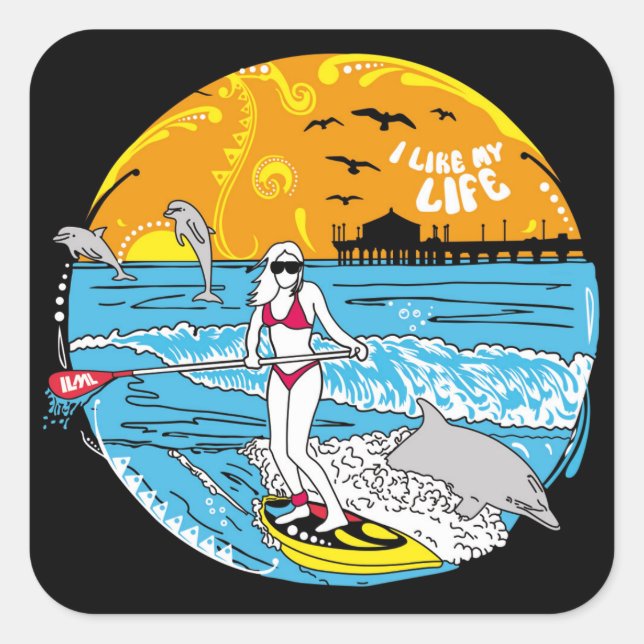 "I like MY life" stand-up paddle boarding stickers (Front)