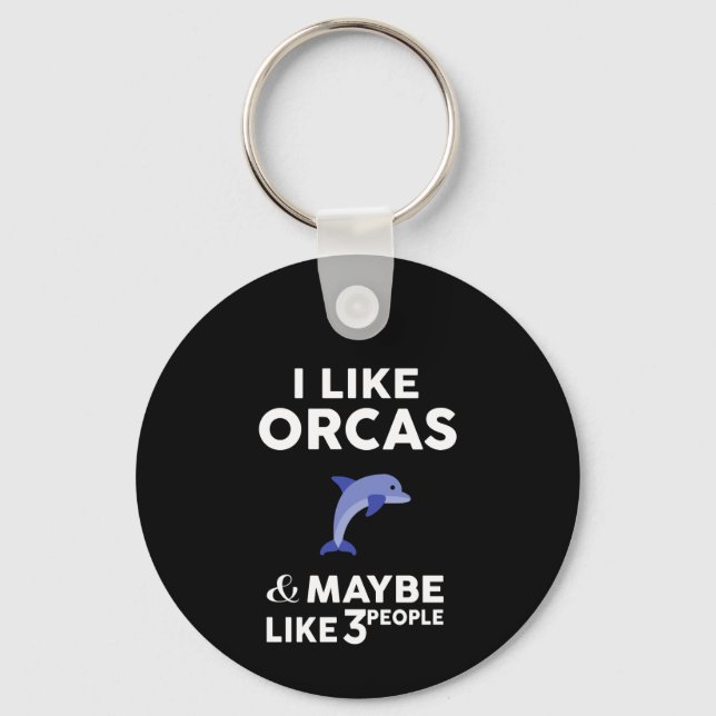 i like orcas and maybe like 3 people aluminium  key ring (Front)