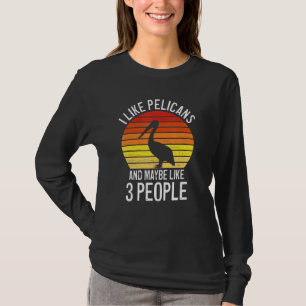 I Like Pelicans And Like 3 People Sunset Retro Bir T-Shirt