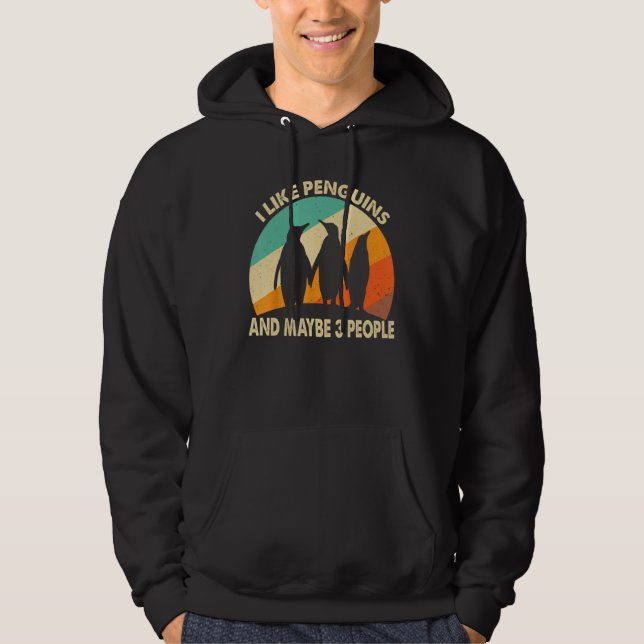 I Like Penguins And Maybe 3 People Hoodie (Front)