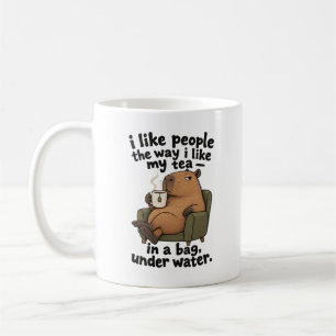 I Like People the Way I Like My Tea Funny Capybara Coffee Mug