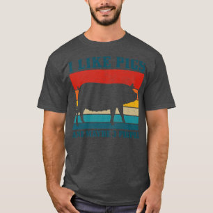 I Like Pigs & Maybe 3 People Funny Vintage Farming T-Shirt
