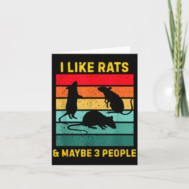 I Like Rats And Maybe 3 People Shirt Retro Rat Hum Card (Front)