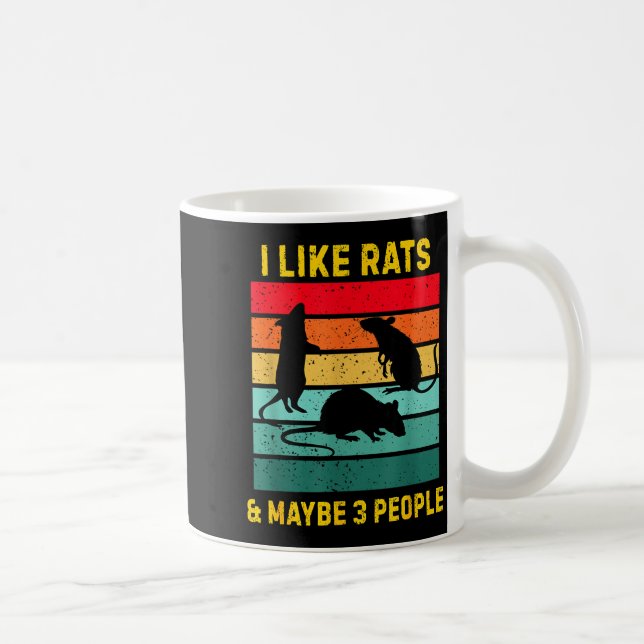 I Like Rats And Maybe 3 People Shirt Retro Rat Hum Coffee Mug (Right)