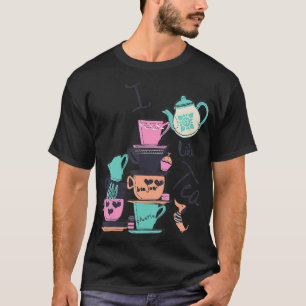 I Like Tea Cup of Tea Vintage Print TeaPot Drinker T-Shirt