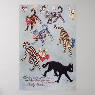 I Like The Black Cat, Louis Wain Poster