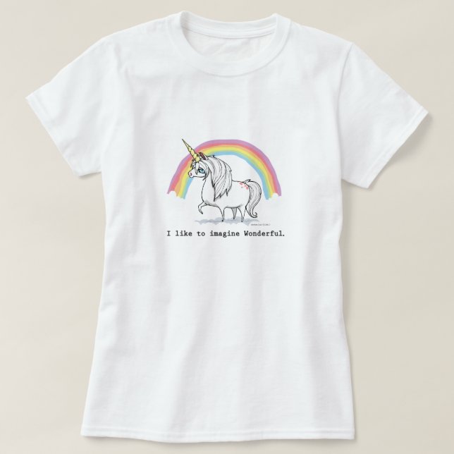 I Like to Imagine Wonderful Unicorn Women's T-Shirt (Design Front)