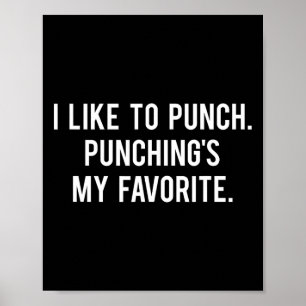 I Like To Punch Funny Love Boxing Saying Gym Train Poster
