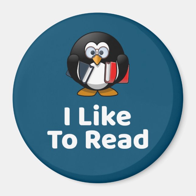 I Like To Read Penguin Funny Reading Magnet (Front)