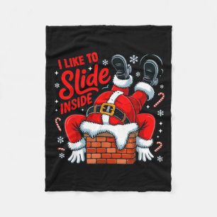 I Like To Slide Inside Funny Santa Couple Matching Fleece Blanket