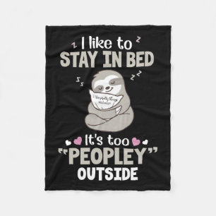 I Like To Stay In Bed Sloth Sherpa Fleece Blanket 