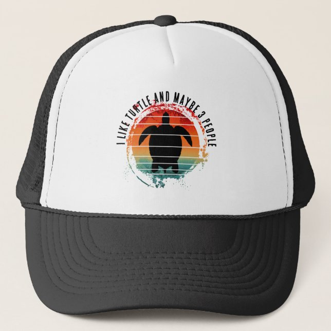 I LIKE TURTLE AND MAYBE 3 PEOPLE TRUCKER HAT (Front)