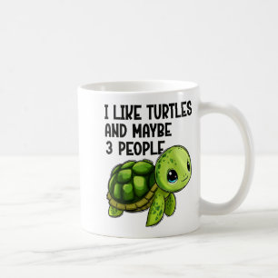 I Like Turtles And Maybe Three People Funny Retro Coffee Mug