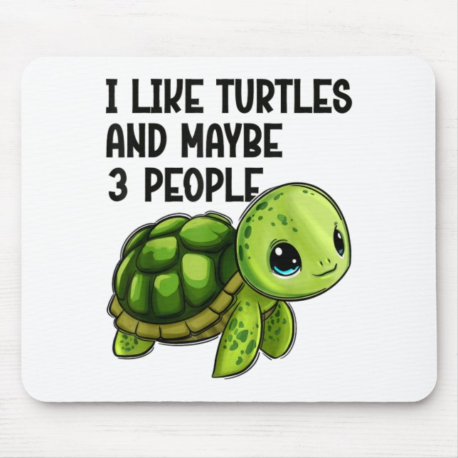 I Like Turtles And Maybe Three People Funny Retro  Mouse Pad (Front)