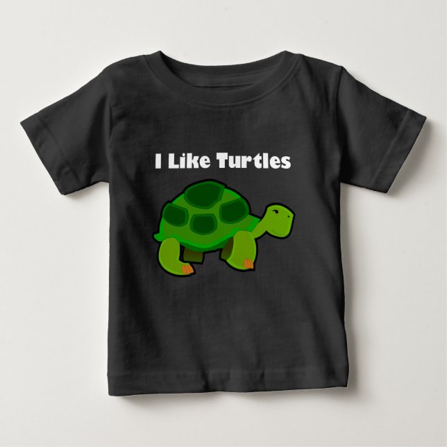 I Like Turtles - Baby Fine Jersey T-Shirt (Front)