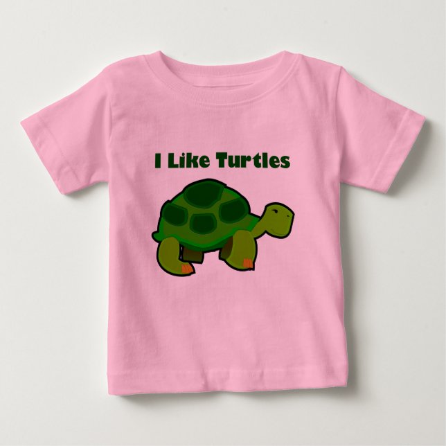 I Like Turtles - Baby Fine Jersey T-Shirt (Front)