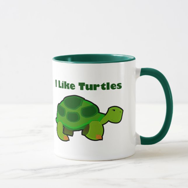 I Like Turtles - Black 11 oz Ringer Mug Mug (Right)